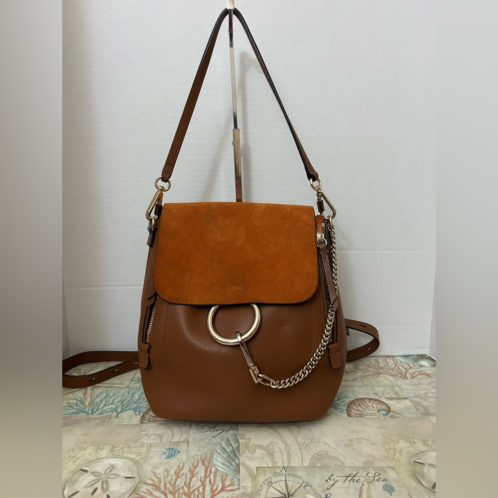 Authenticated Chloe Faye Medium Backpack/Shoulder Bag